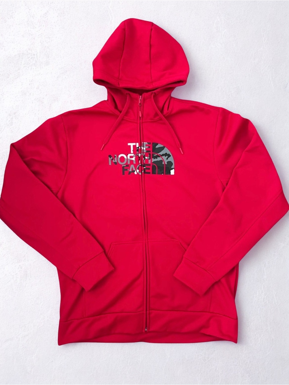 The North Face Men's XL Camo Dome Red Full-Zip Hoodie Sweater Zip Up Long sleeve